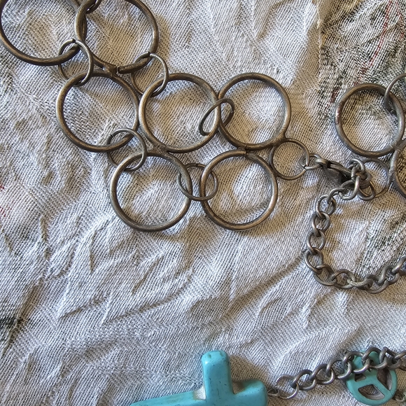 Silver Chain Necklace with Turquoise Charms